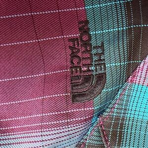 The North Face Pink and Blue Plaid Ski Jacket